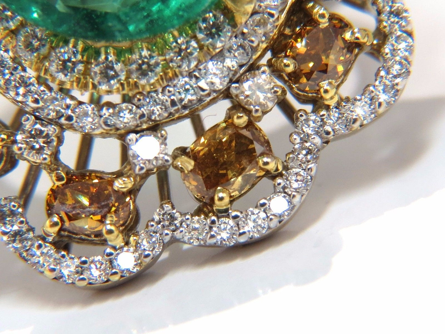GIA 12.77CT NATURAL EMERALD DIAMONDS RING 18KT VIVID GREEN & FANCY COLORS