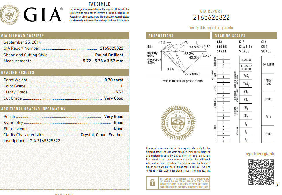 GIA Certified .70ct & 1.00ct round diamond ring & Matching band 18kt