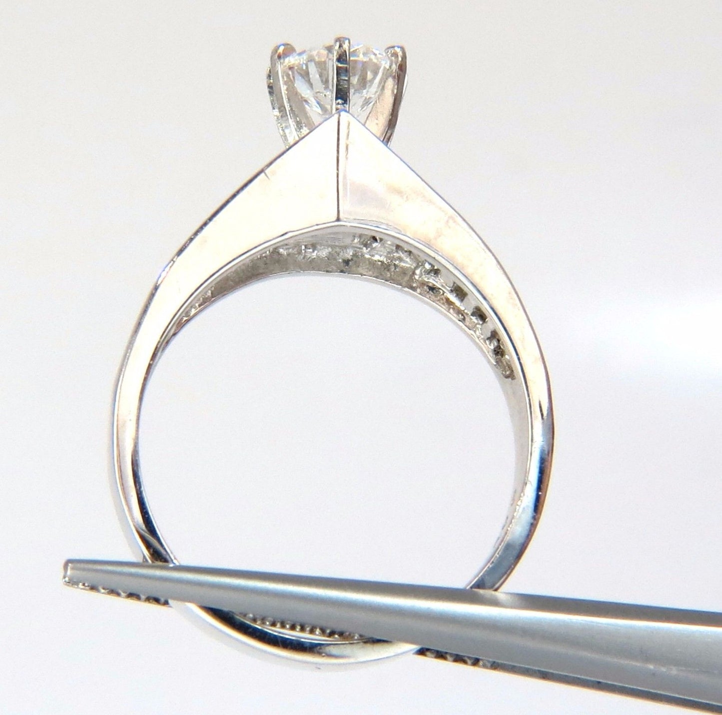 GIA Certified .73ct & 1.50ct round diamond baguette ring excellent cut f/vvs1
