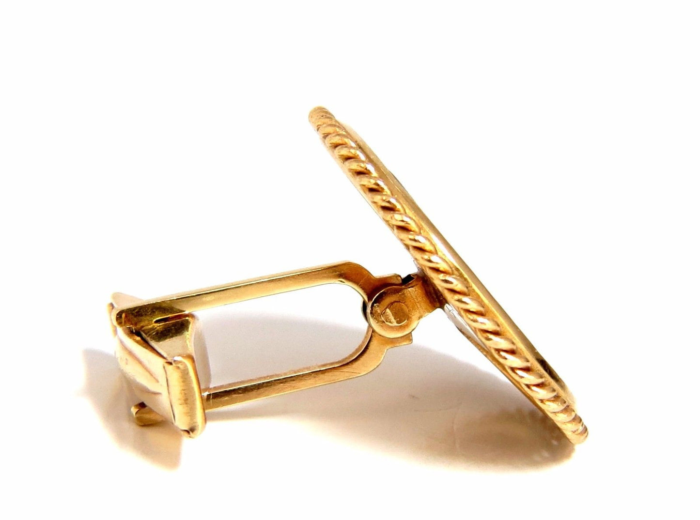 1914 (2) $5 .999 BLP US Liberty Gold Coin Cufflinks enamel detail rope twist