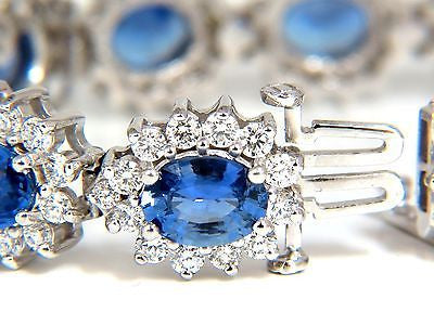 18KT 28.50CT NATURAL SAPPHIRES DIAMONDS BRACELET CLUSTER HALO LINKED