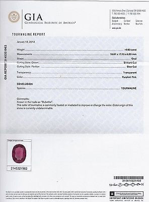 GIA 12.62CT NATURAL RUBELLITE PINK TOURMALINE DIAMONDS PENDANT 18KT RARE
