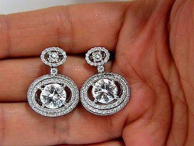 10.90CT NATURAL ZIRCON DIAMONDS DANGLE DROP EARRINGS 14KT