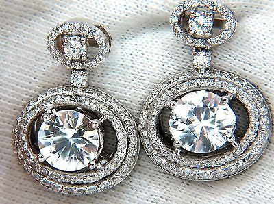 10.90CT NATURAL ZIRCON DIAMONDS DANGLE DROP EARRINGS 14KT