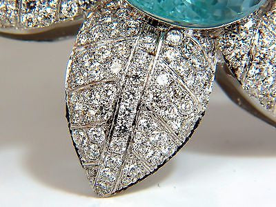 69.37 GIA NATURAL AQUAMARINE DIAMONDS 3D SNOWFLAKE PENDANT BROOCH 18KT