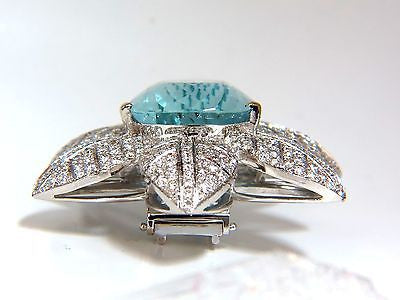 69.37 GIA NATURAL AQUAMARINE DIAMONDS 3D SNOWFLAKE PENDANT BROOCH 18KT