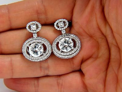 10.90CT NATURAL ZIRCON DIAMONDS DANGLE DROP EARRINGS 14KT