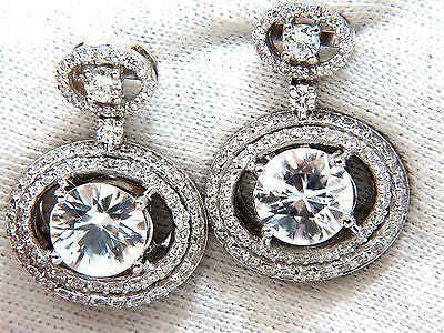 10.90CT NATURAL ZIRCON DIAMONDS DANGLE DROP EARRINGS 14KT