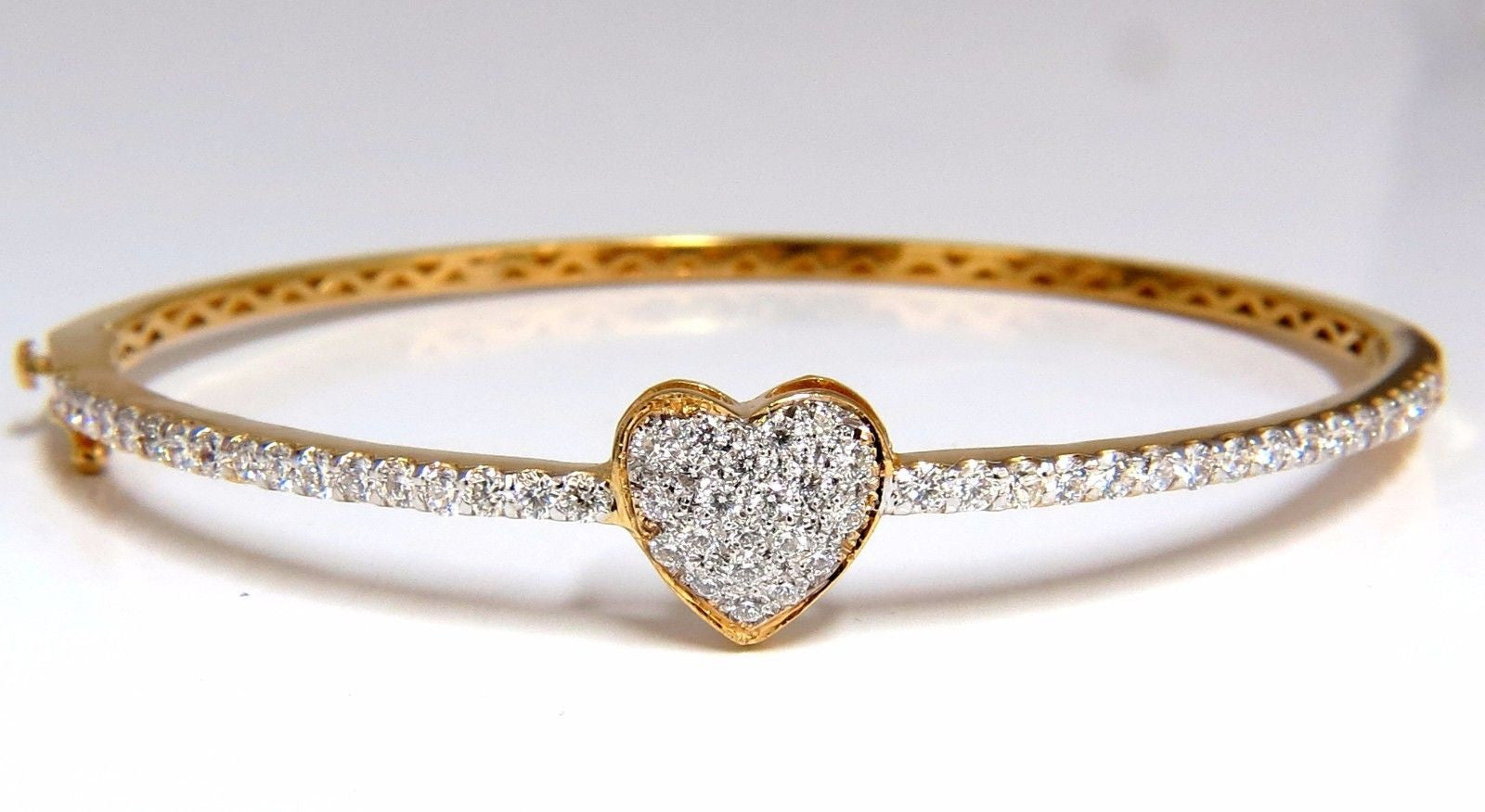 diamonds heart bangle bracelet g/vs 14kt – Avis Diamond