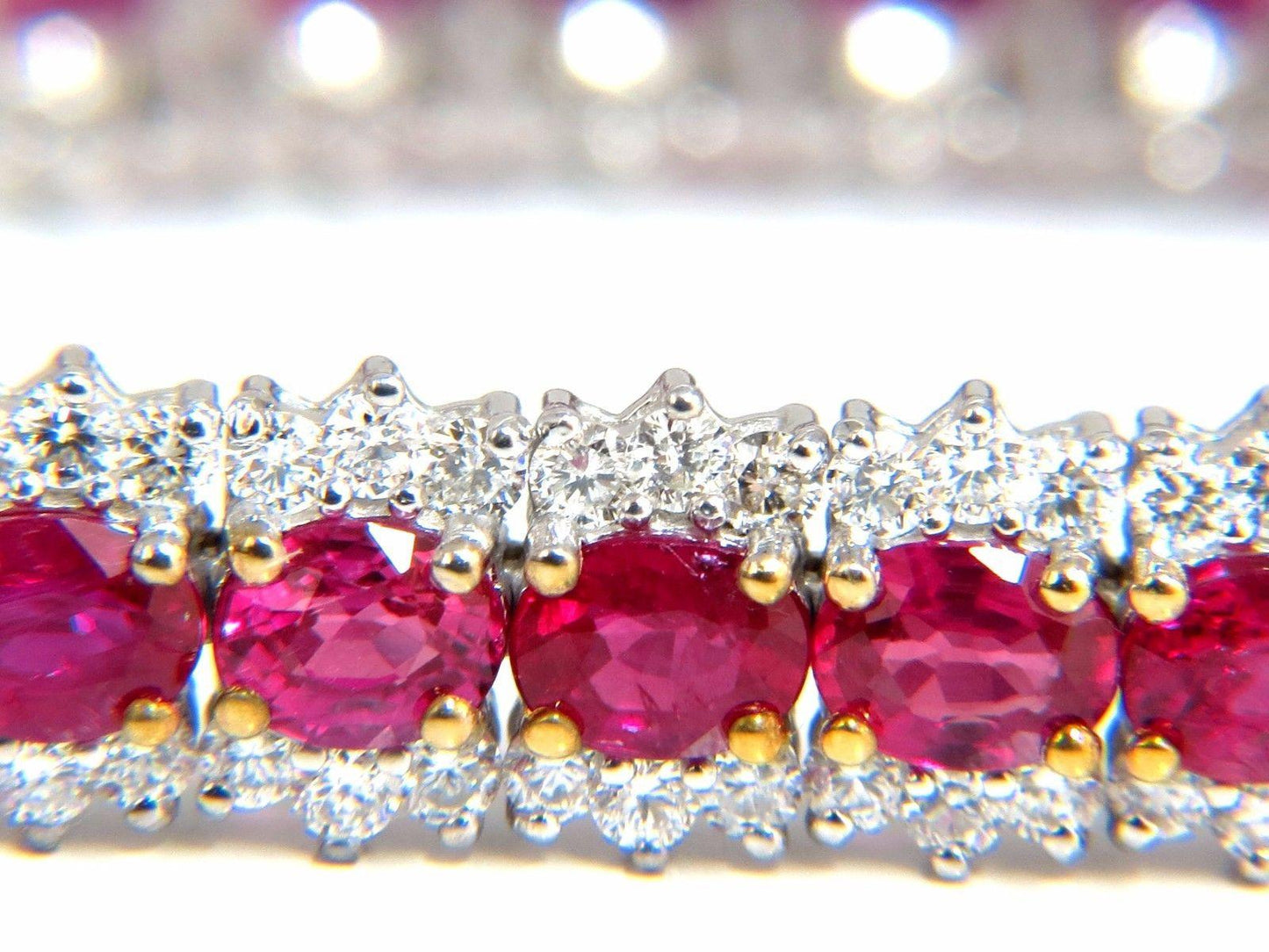 13.81ct bright vivid red natural ruby tennis bracelet 14kt three row
