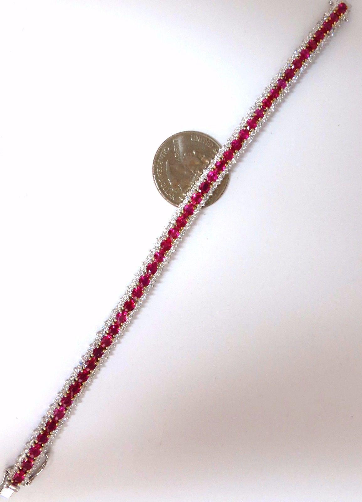 13.81ct bright vivid red natural ruby tennis bracelet 14kt three row