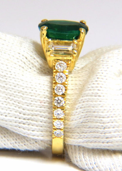 GIA Certified 2.68ct natural emerald diamonds ring 18kt