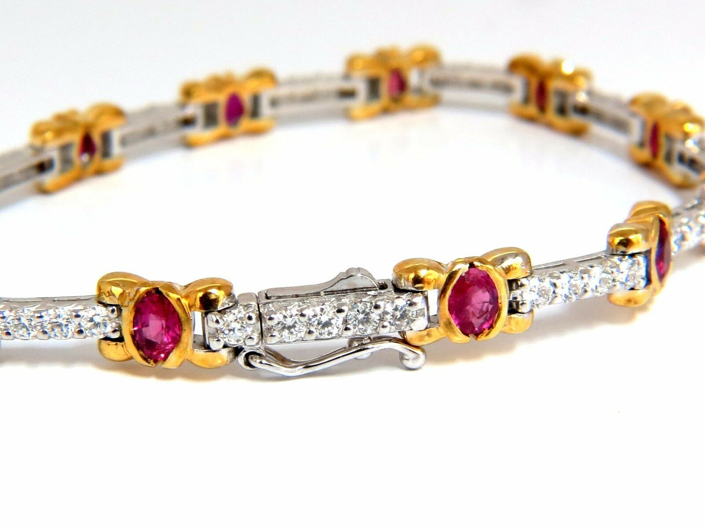 3.76ct natural ruby diamonds tennis bracelet 14kt vivid red