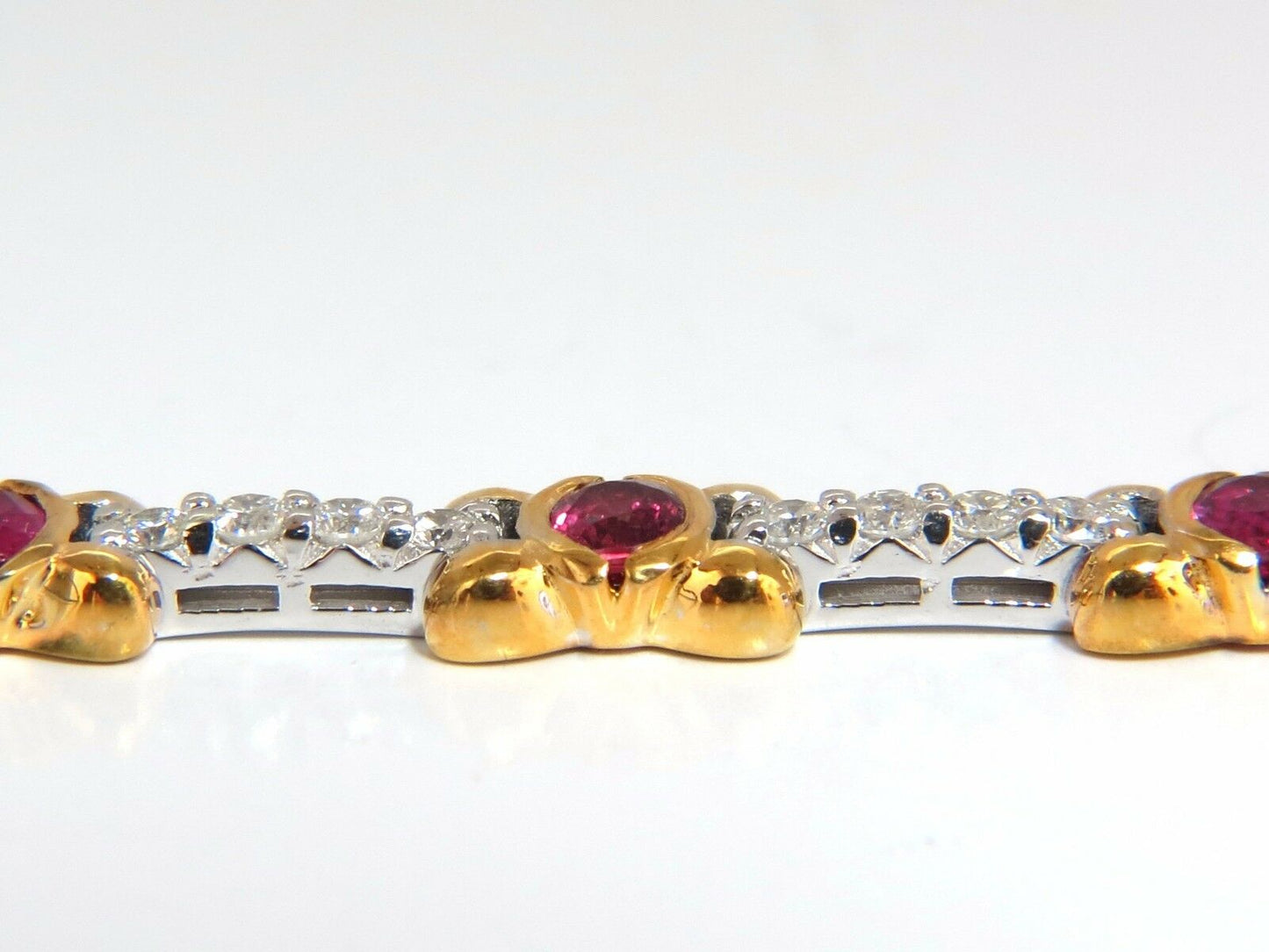 3.76ct natural ruby diamonds tennis bracelet 14kt vivid red