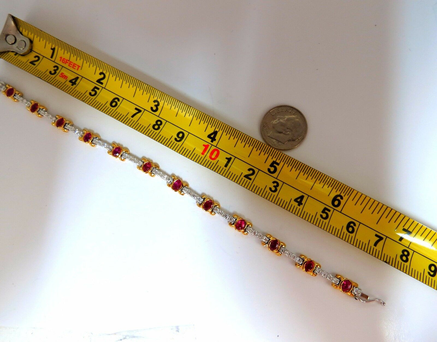 3.76ct natural ruby diamonds tennis bracelet 14kt vivid red
