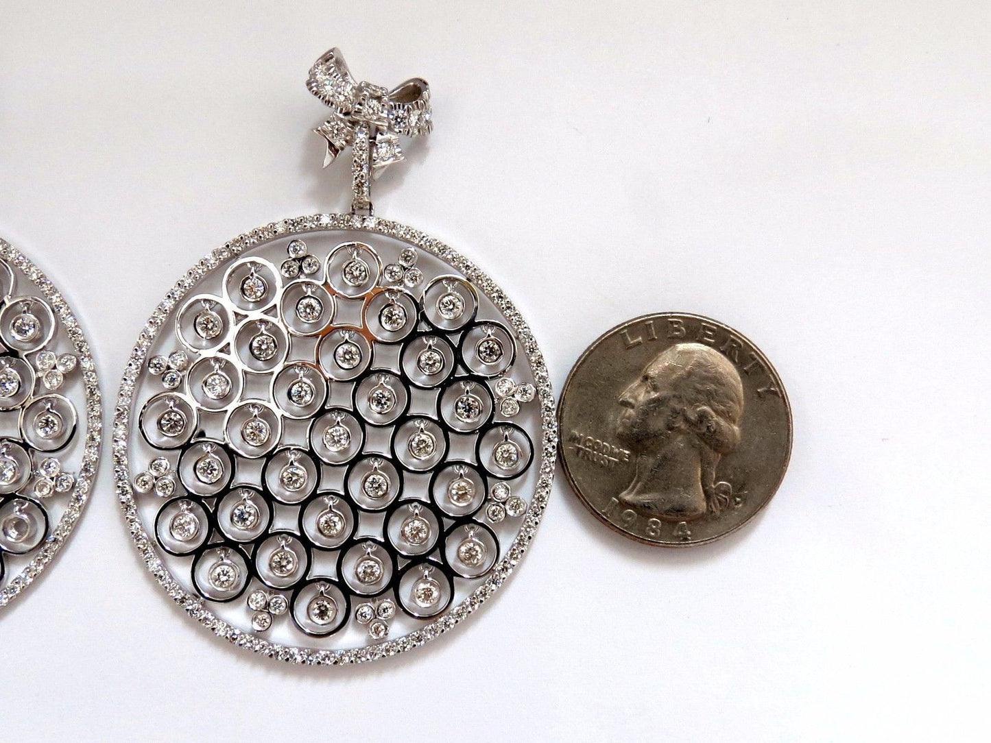 5.70ct natural diamonds floating grill dangle earrings 14kt circles