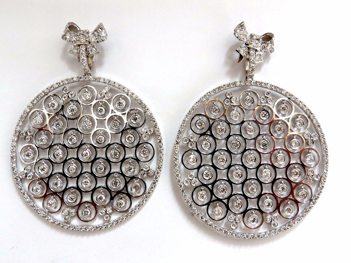 5.70ct natural diamonds floating grill dangle earrings 14kt circles