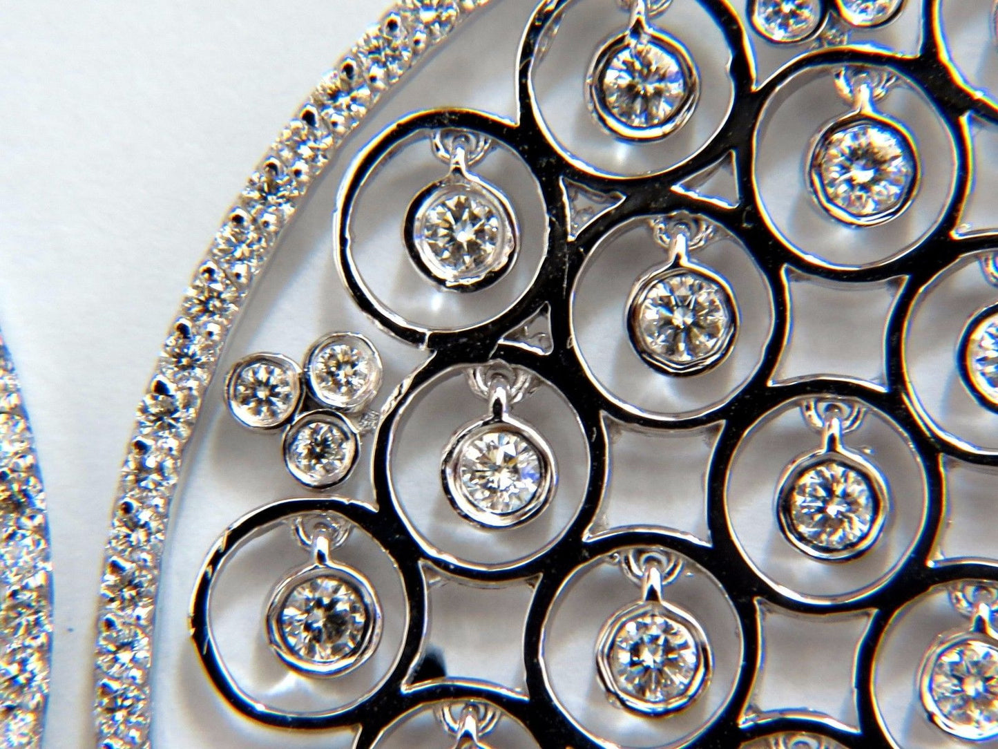 5.70ct natural diamonds floating grill dangle earrings 14kt circles