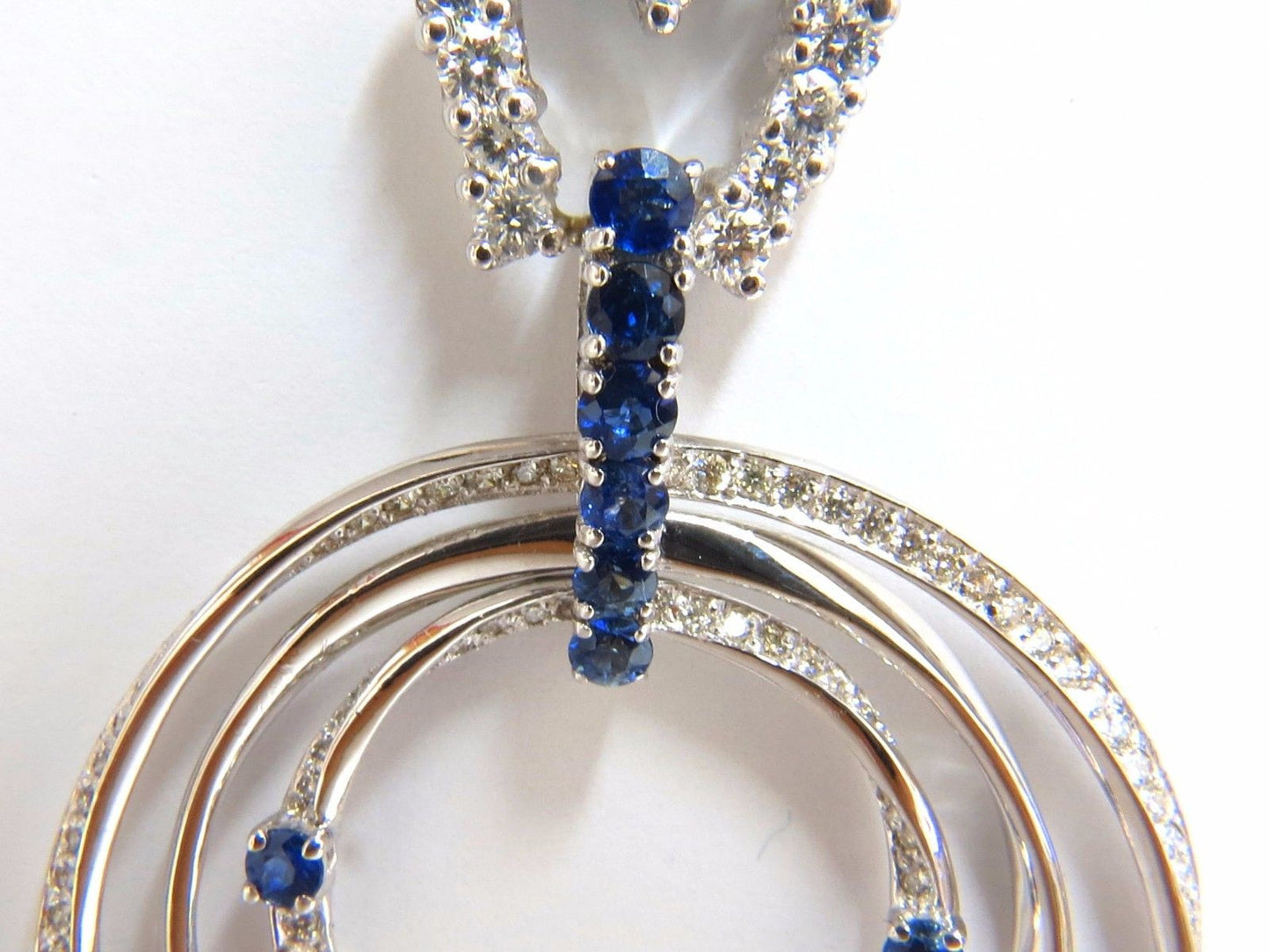 6.00ct Natural Diamonds Sapphire 3 Tier Dangle earrings 14kt Heart