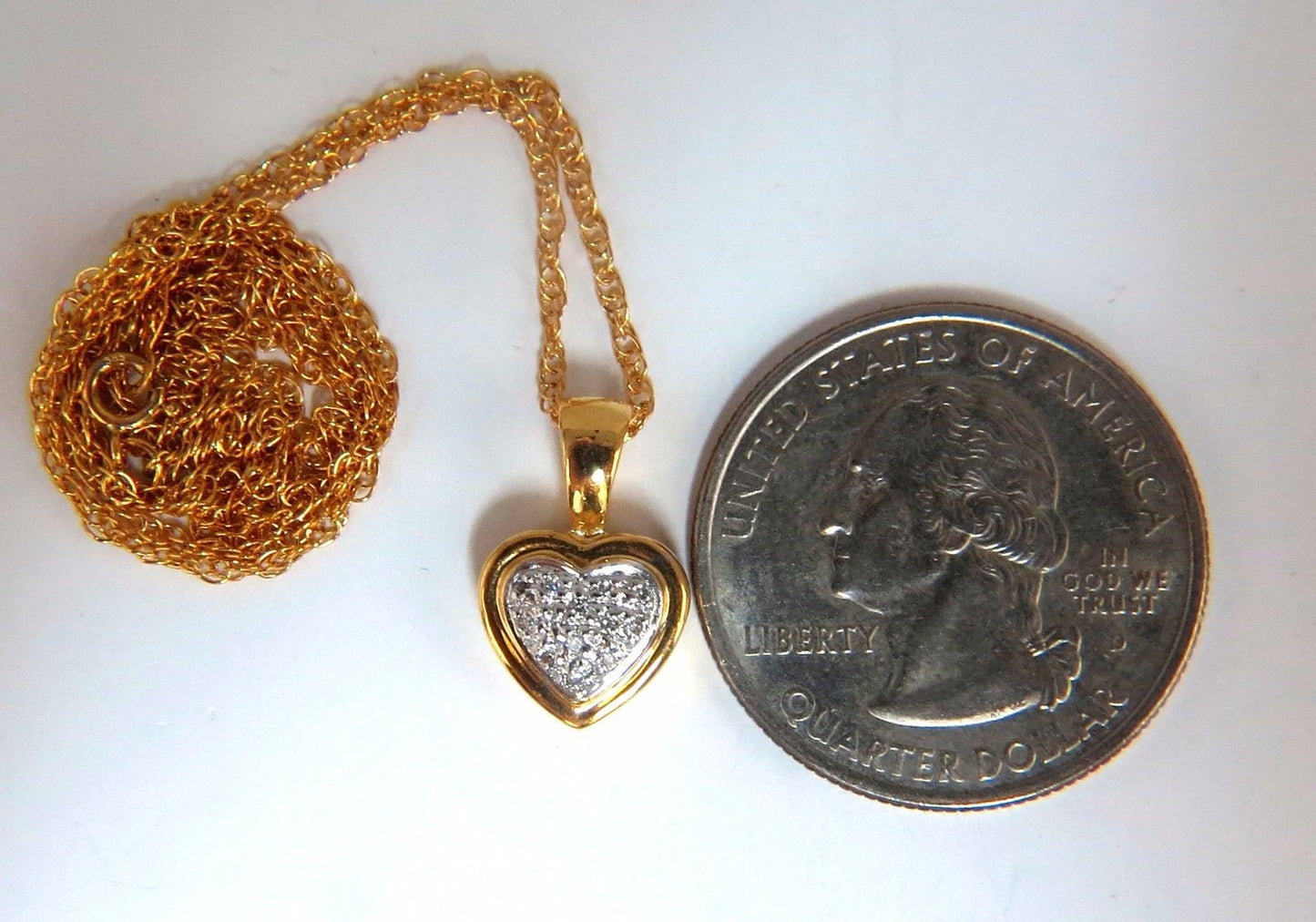 .10ct natural diamonds heart necklace 14kt yellow gold