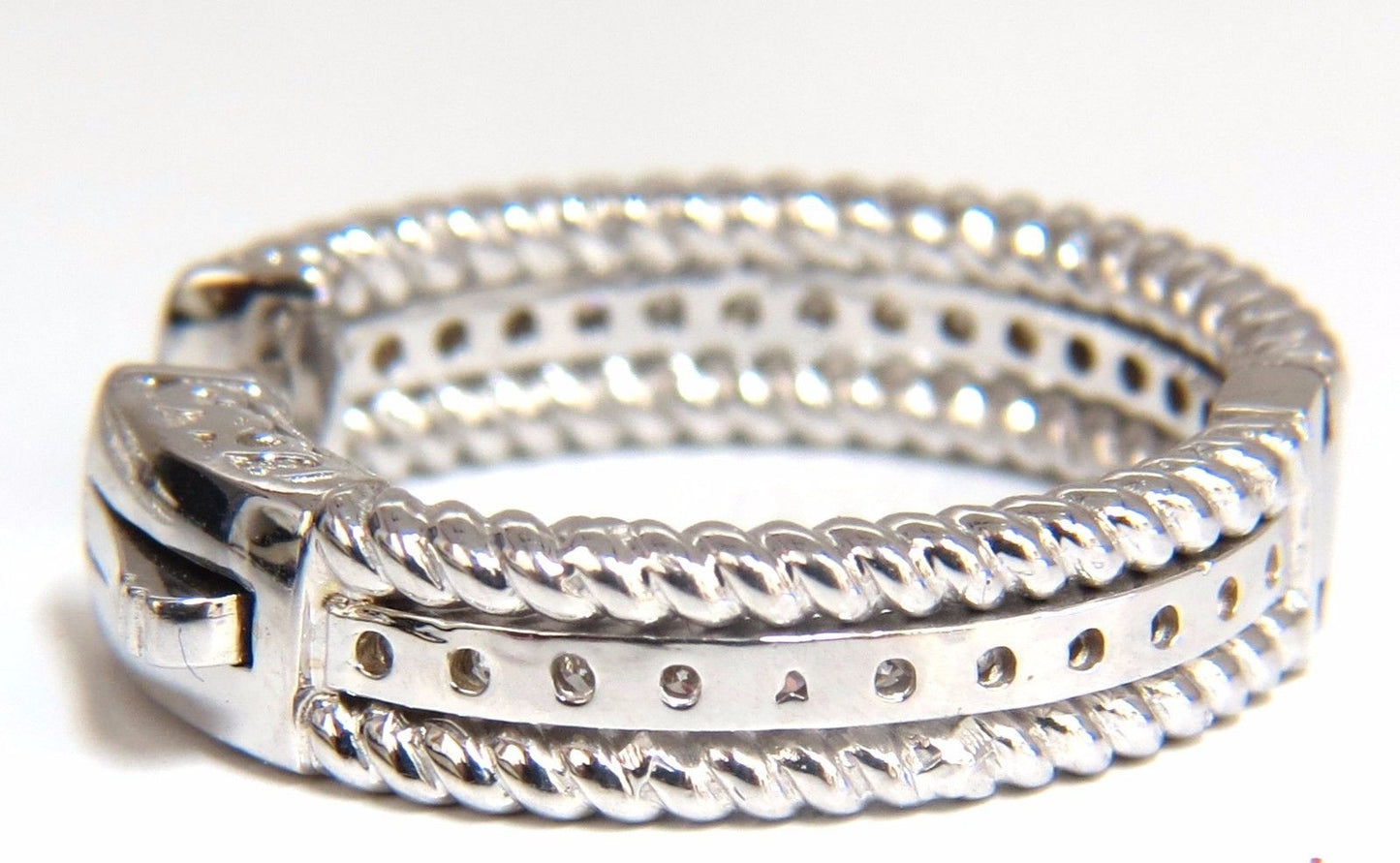 1.00ct natural diamond hoop earrings 14kt g/vs Barley Rope Twist 3D & Button