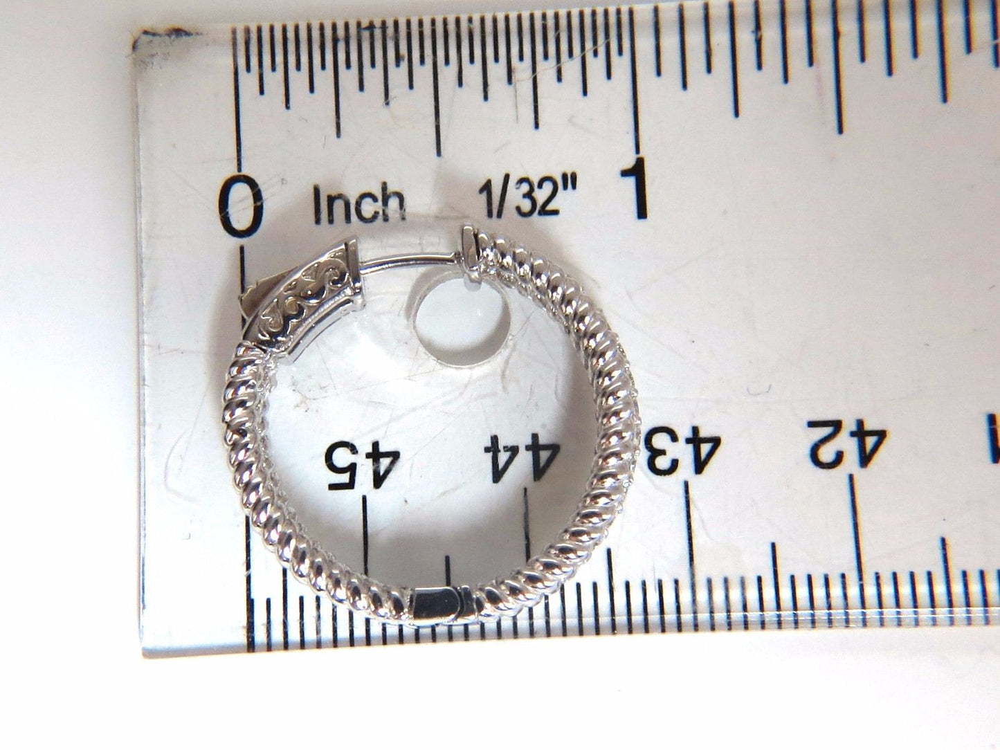 1.00ct natural diamond hoop earrings 14kt g/vs Barley Rope Twist 3D & Button