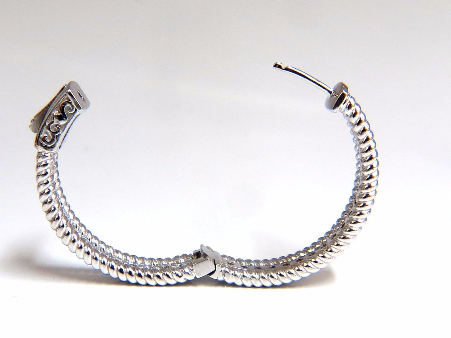 1.75ct natural diamond hoop earrings 14kt g/vs Barley Rope Twist 3D & Button