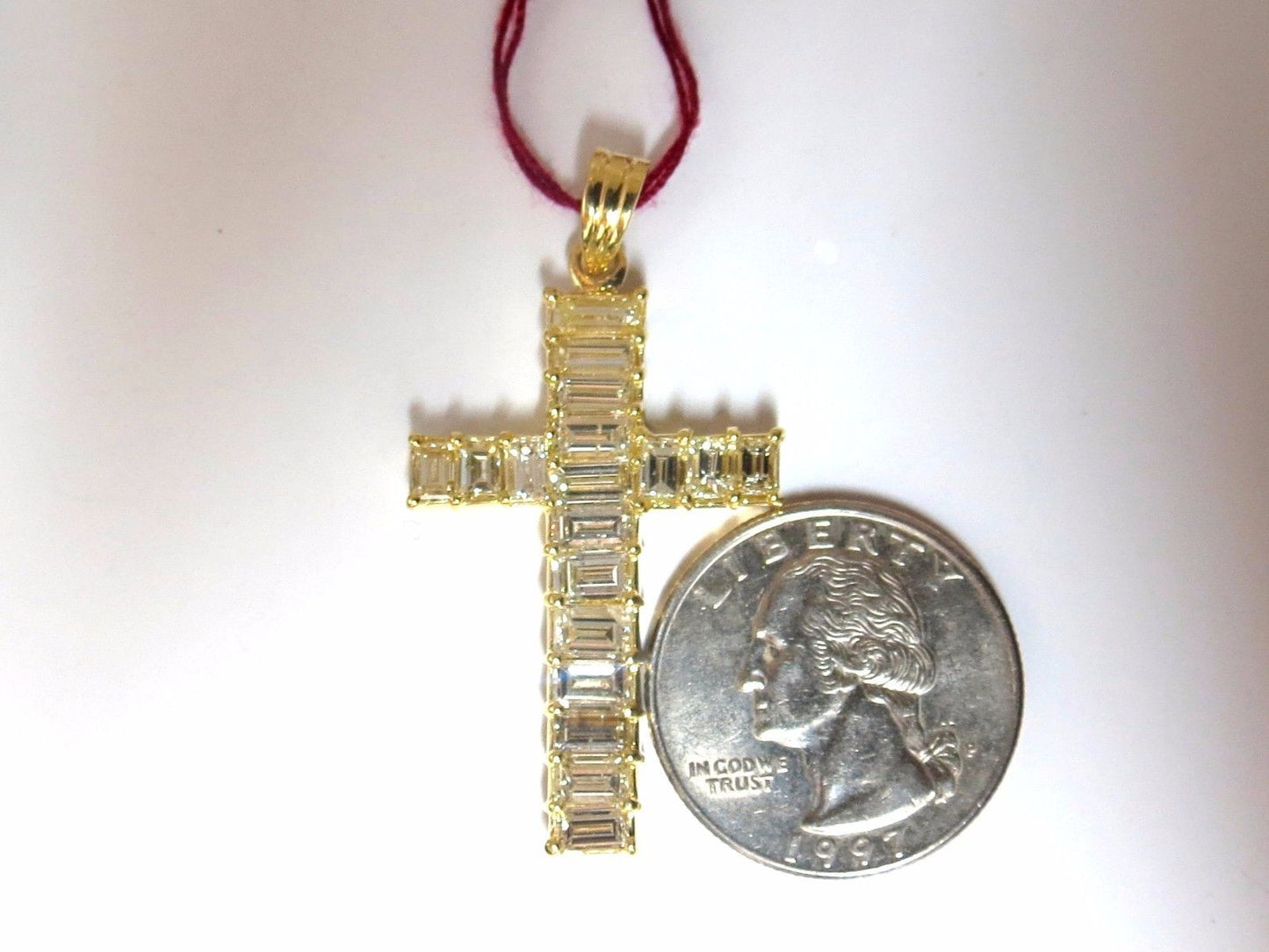 5.23ct natural diamonds baguette cross 18kt