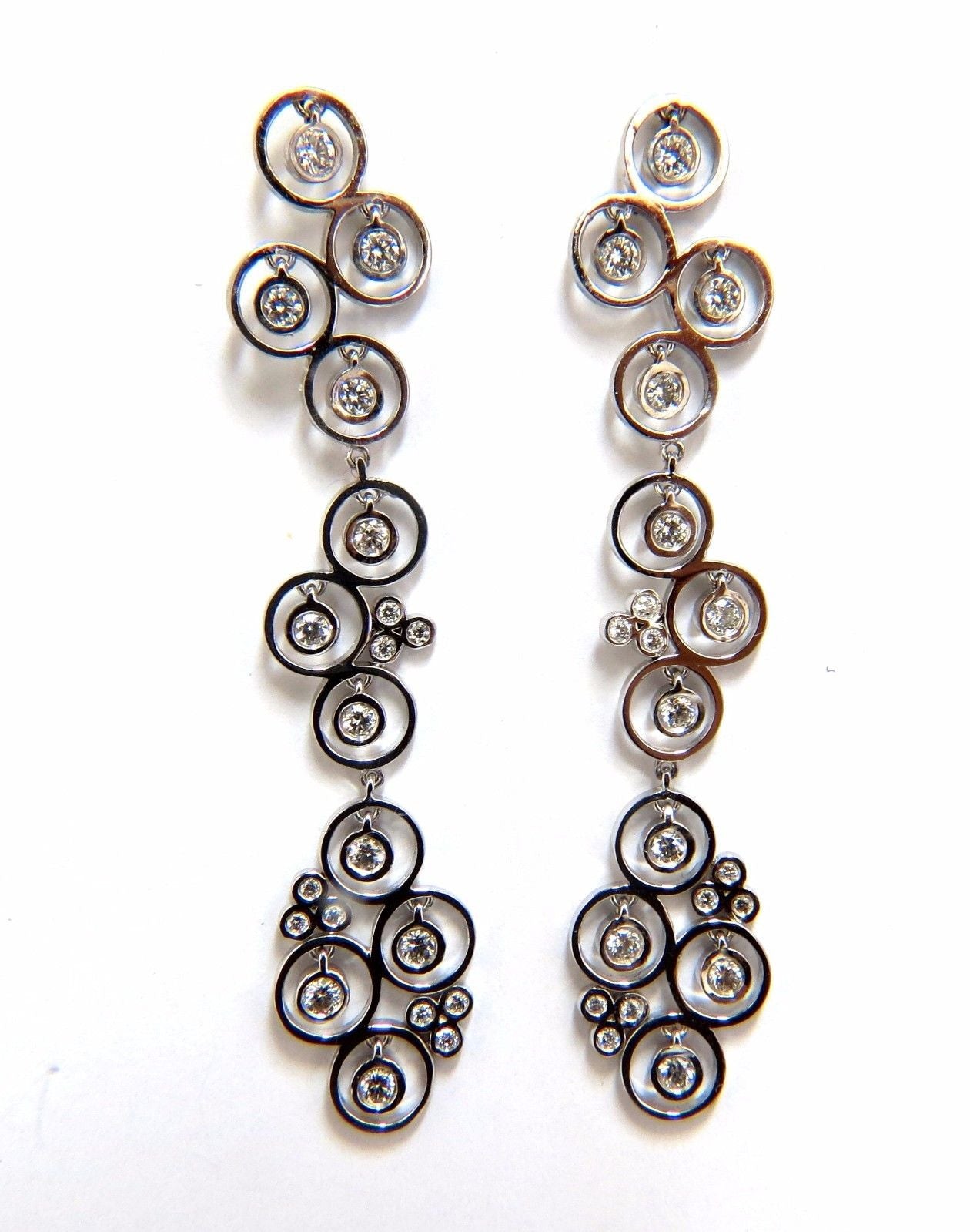 1.00ct diamonds floating circle dangle earrings 14kt bubble sparkles