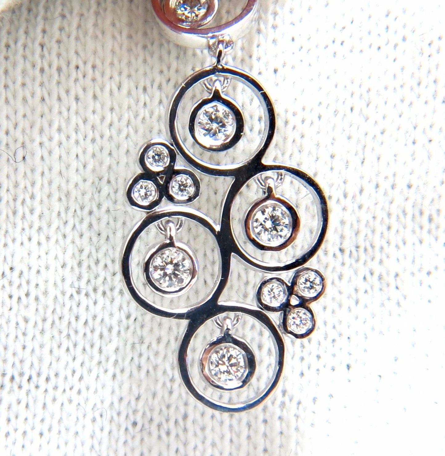 1.00ct diamonds floating circle dangle earrings 14kt bubble sparkles