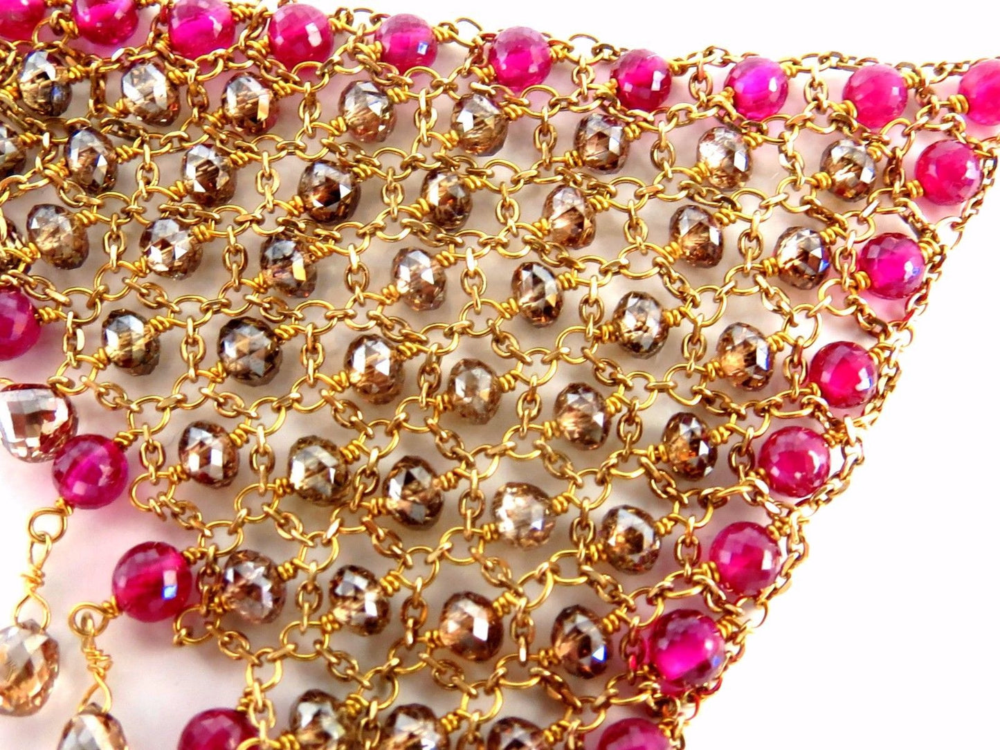 37.20ct Natural Fancy color briolette diamond dangle earrings 18kt Curtain Mesh