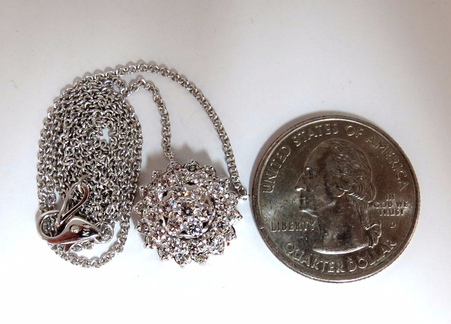 1.50ct diamonds halo cluster necklace 14kt. G/VS