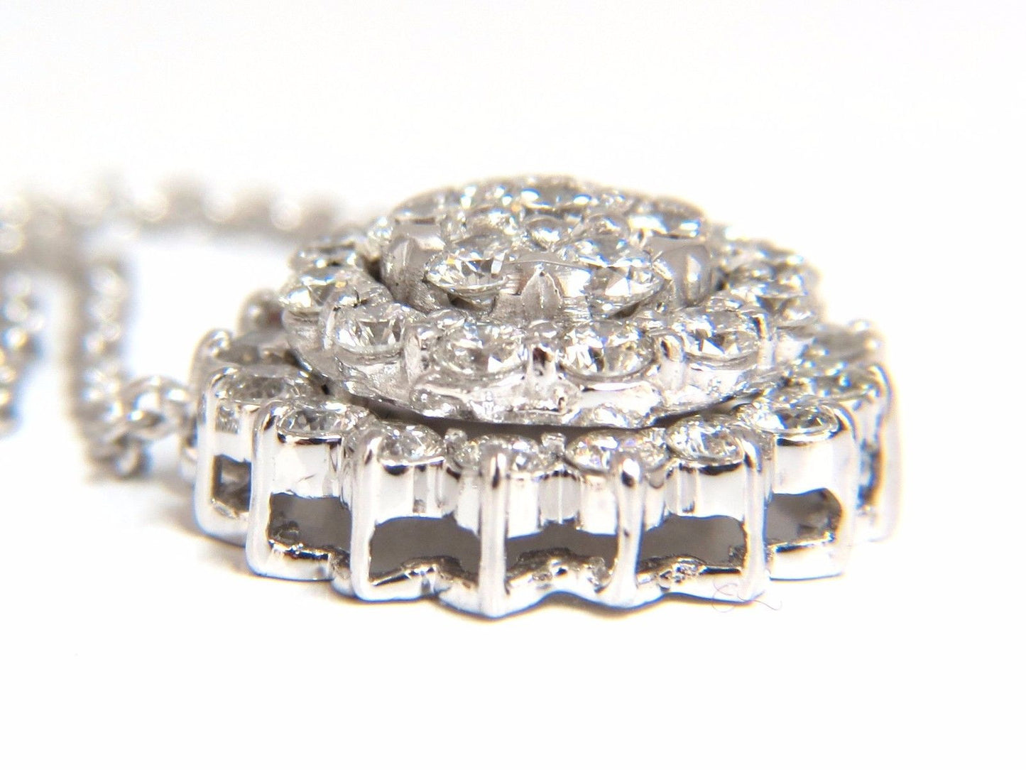1.50ct diamonds halo cluster necklace 14kt. G/VS