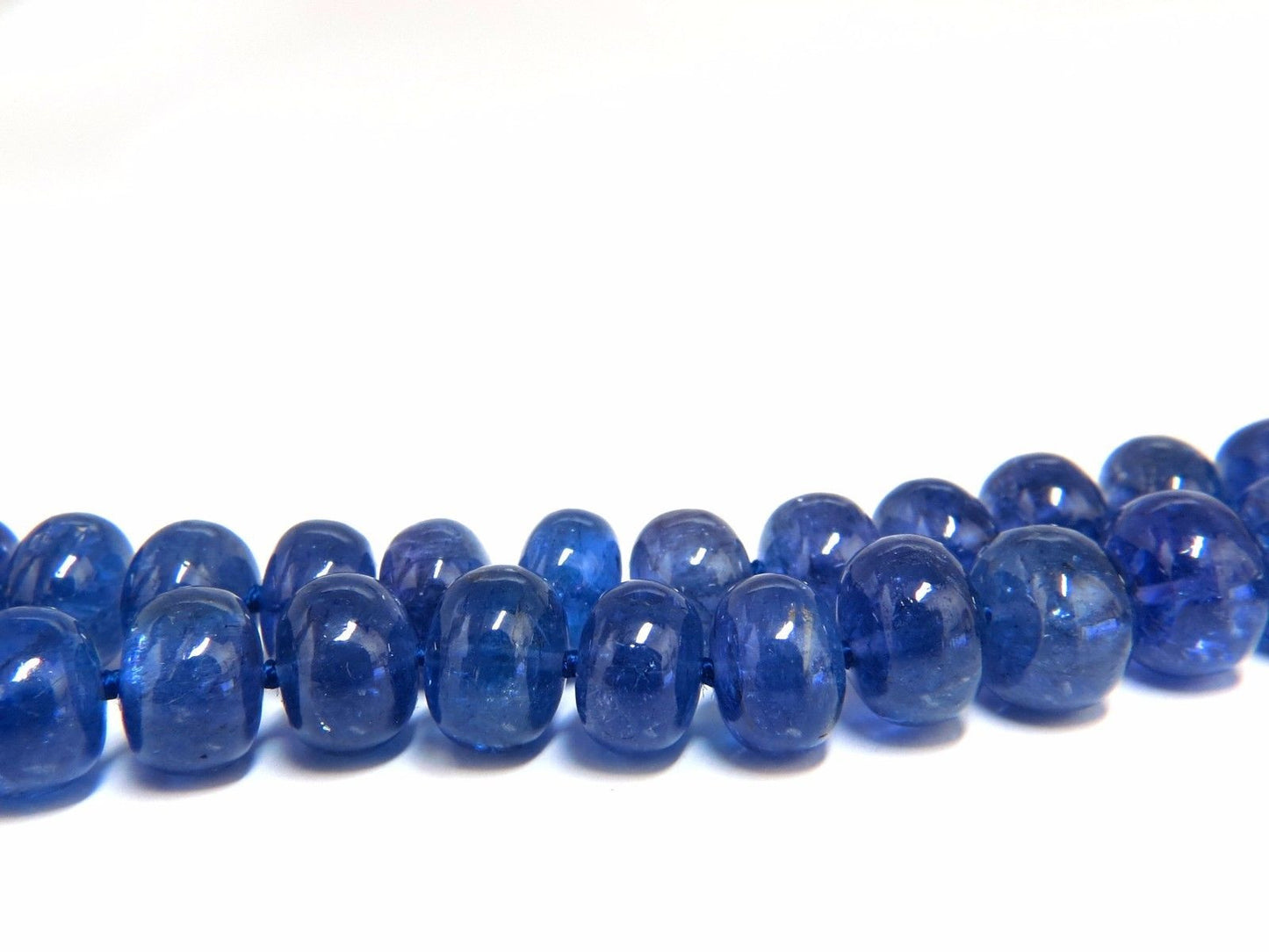 500ct natural tanzanite bead necklace 14kt