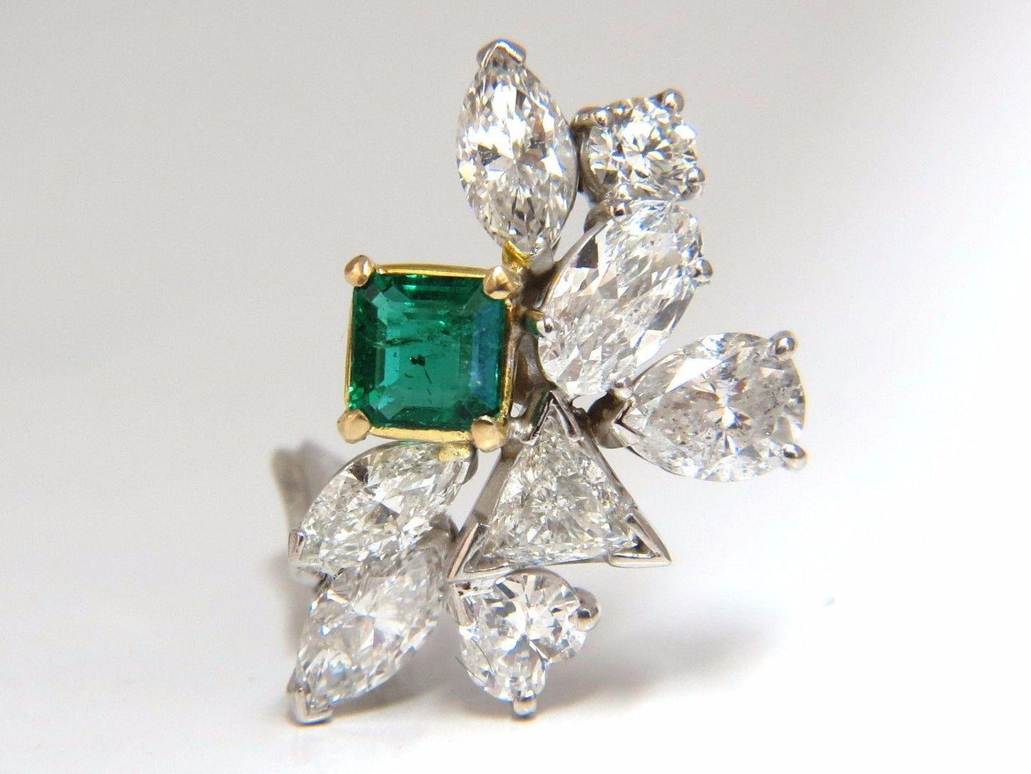 10.90ct Natural Emerald Diamond Crescent Cocktail Earrings Ref 12317