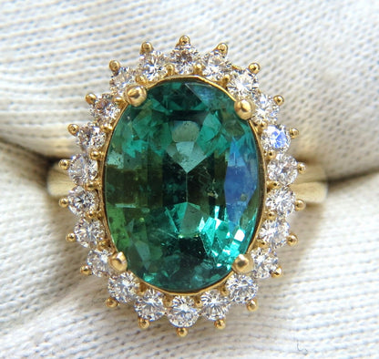 GIA Certified 8.60ct natural green emerald diamonds ring 18kt "F1" Halo Prime
