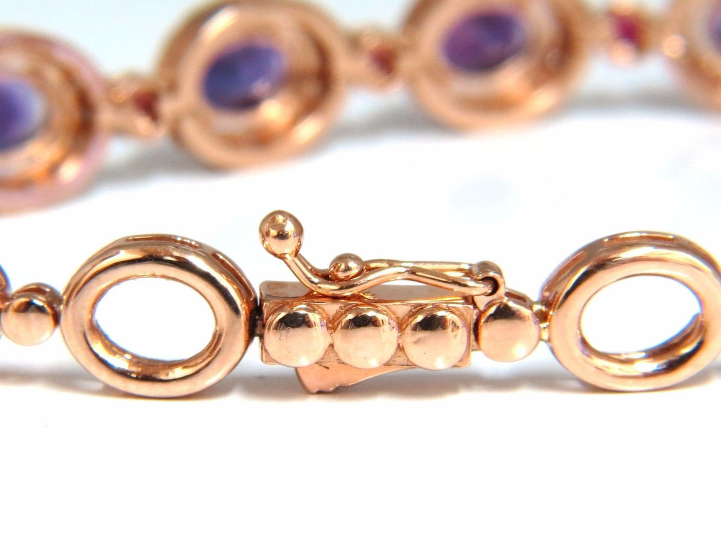 6.46ct natural amethyst ruby diamonds halo bracelet 14kt