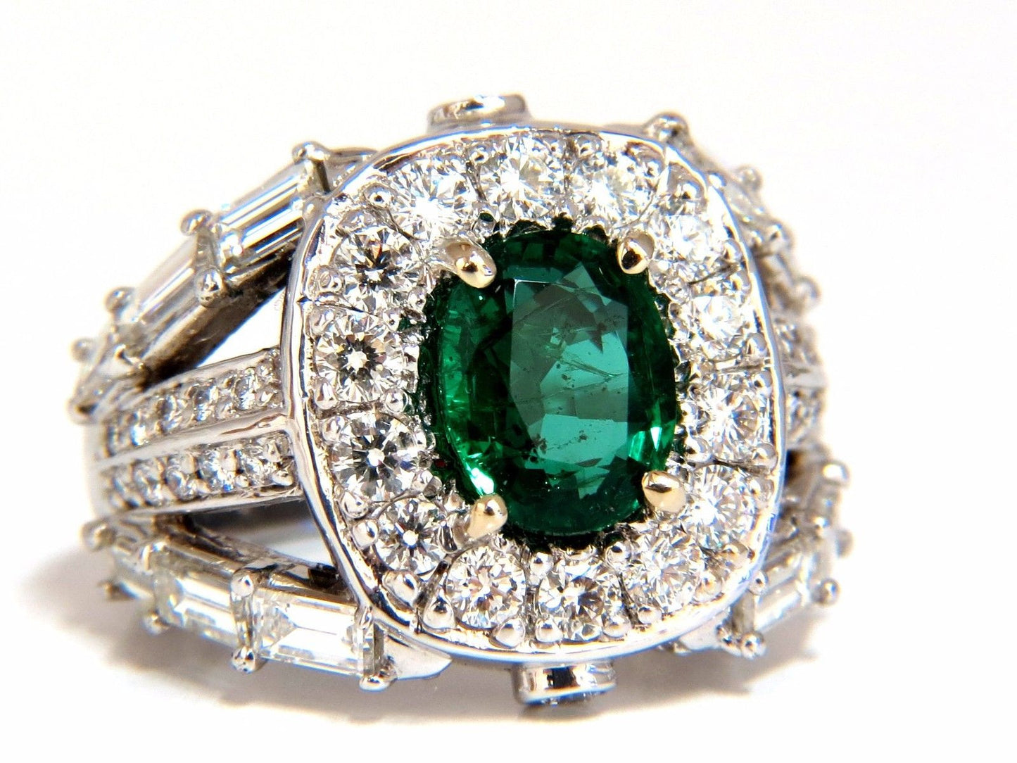 6.00ct natural vivid bright green emerald diamonds ring 14kt