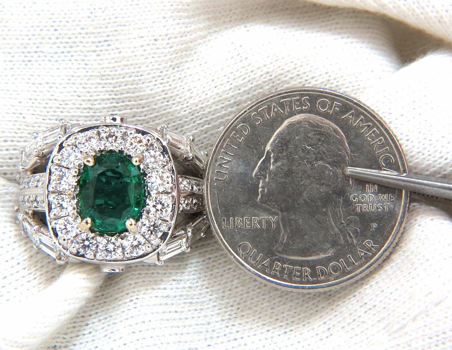 6.00ct natural vivid bright green emerald diamonds ring 14kt