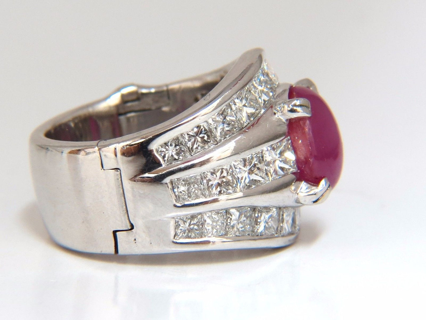 GIA 6.32ct Natural No Heat Star Ruby Diamond Ring Platinum Knuckle Buckle
