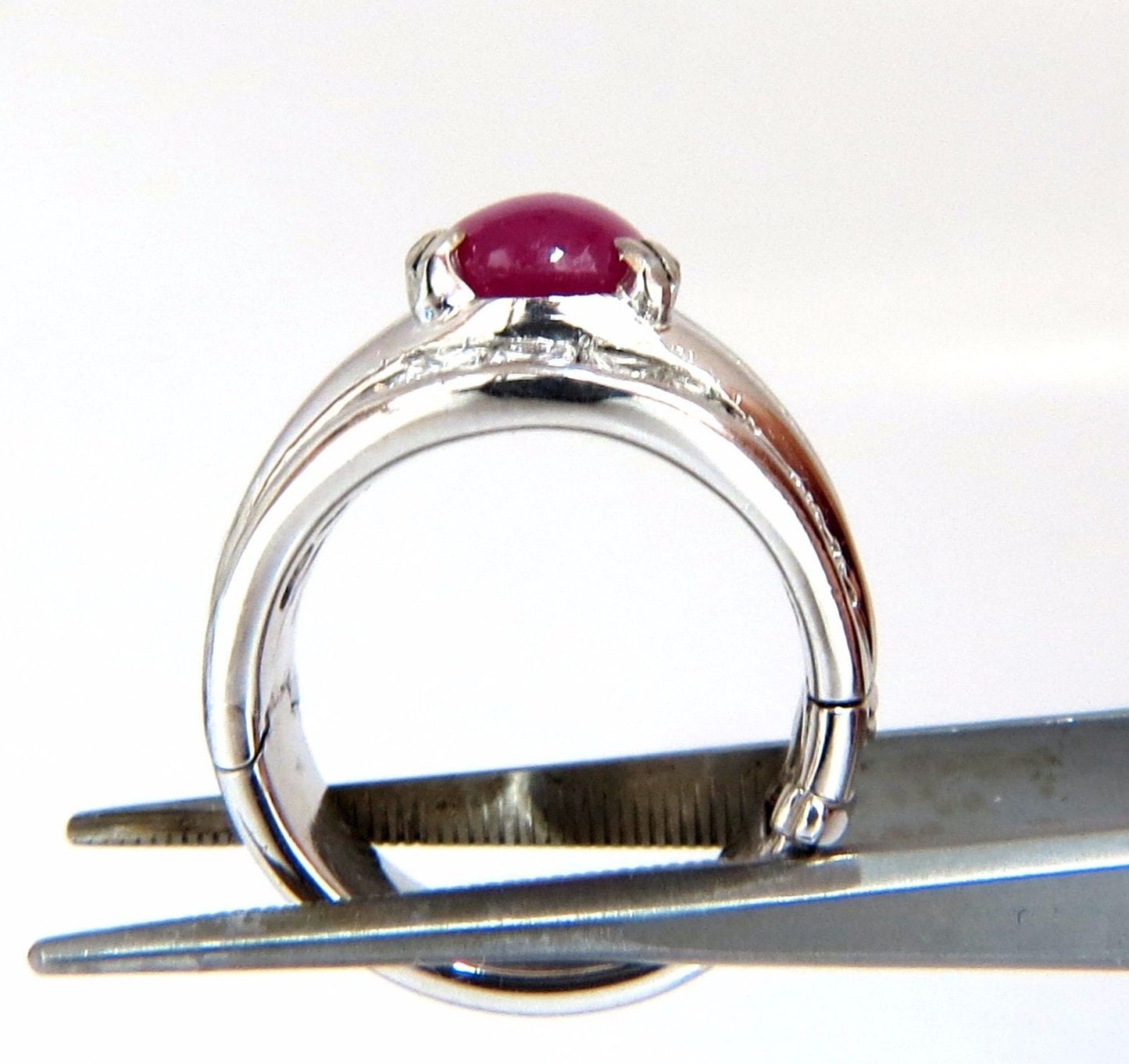 GIA 6.32ct Natural No Heat Star Ruby Diamond Ring Platinum Knuckle Buckle