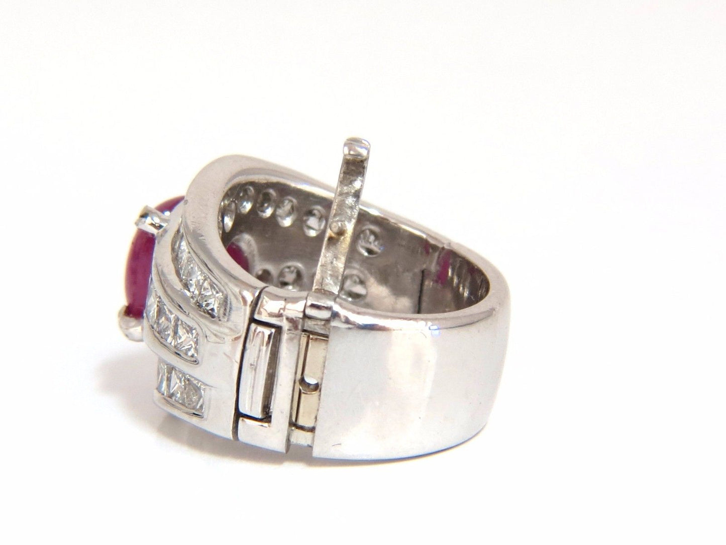GIA 6.32ct Natural No Heat Star Ruby Diamond Ring Platinum Knuckle Buckle