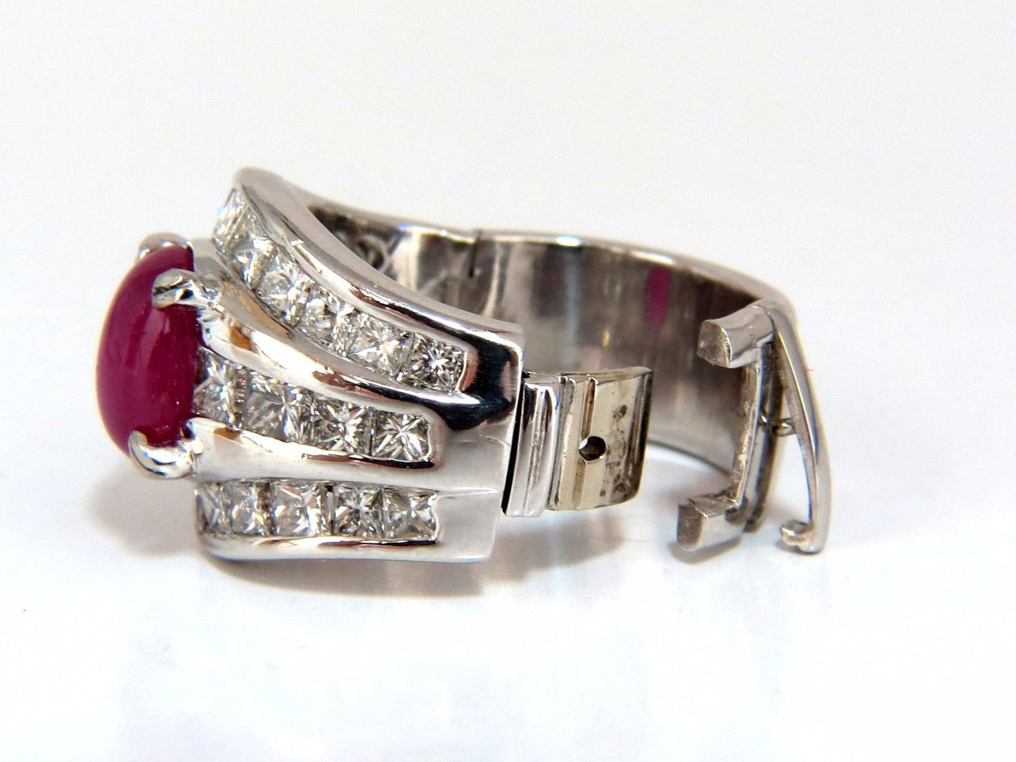 GIA 6.32ct Natural No Heat Star Ruby Diamond Ring Platinum Knuckle Buckle