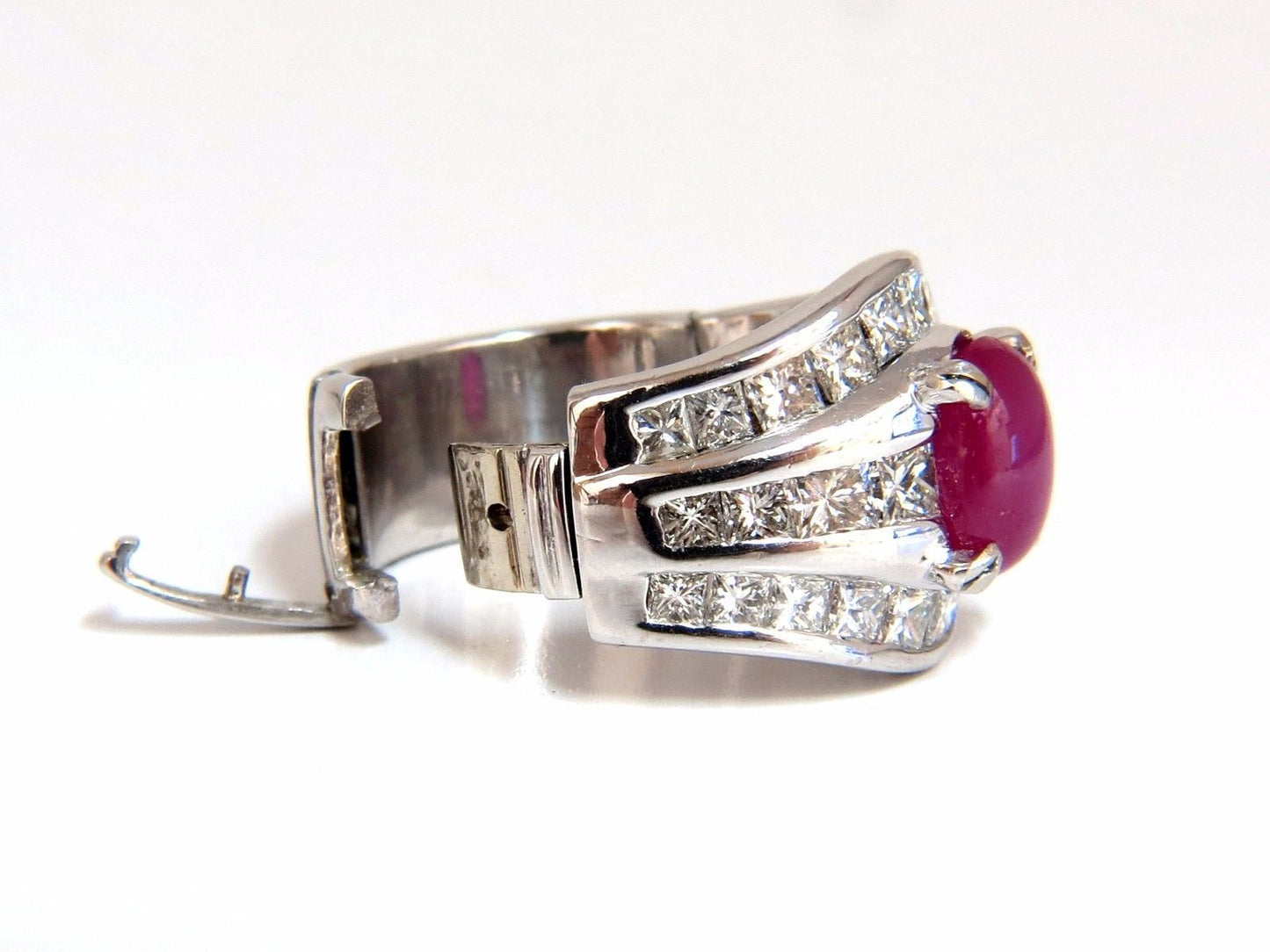 GIA 6.32ct Natural No Heat Star Ruby Diamond Ring Platinum Knuckle Buckle