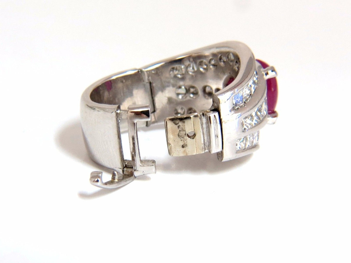 GIA 6.32ct Natural No Heat Star Ruby Diamond Ring Platinum Knuckle Buckle