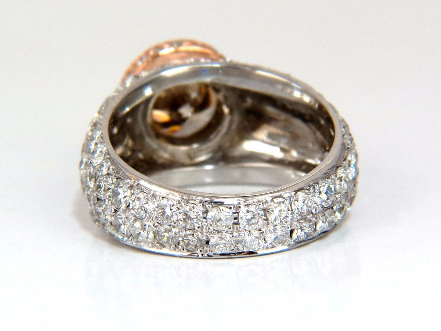 GIA Certified 3.08ct. Fancy light brown round cut diamond ring 14kt