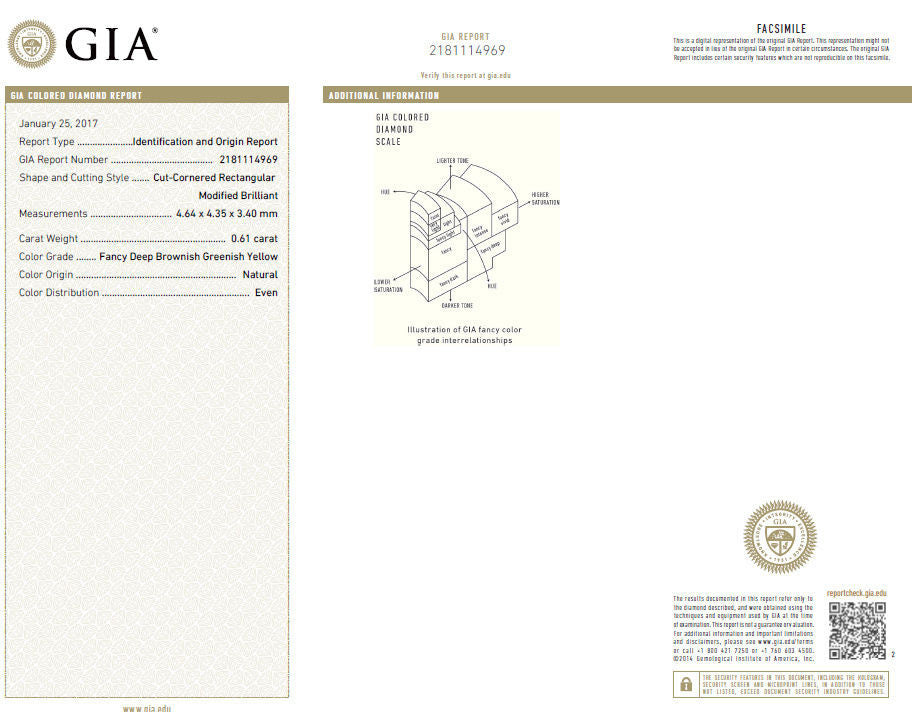 GIA Certified Natural Fancy color Diamond ring 14kt. Buckle Deco