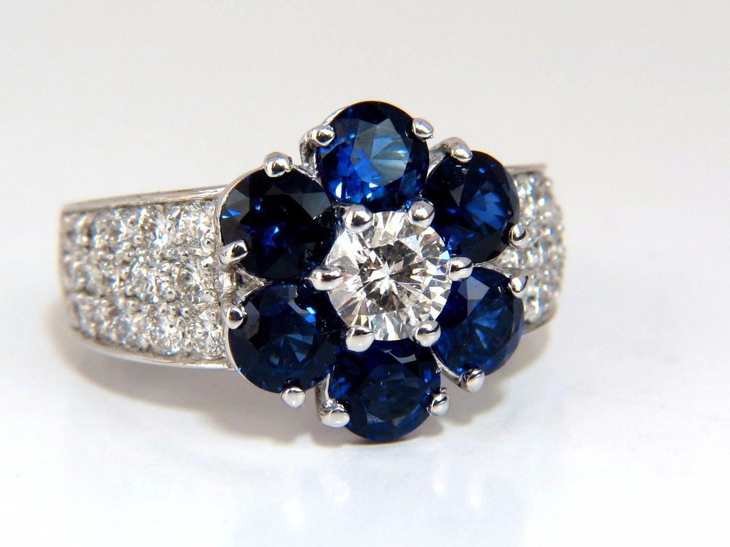 3.96ct natural sapphires diamond cluster ring 14kt royal blue floretta