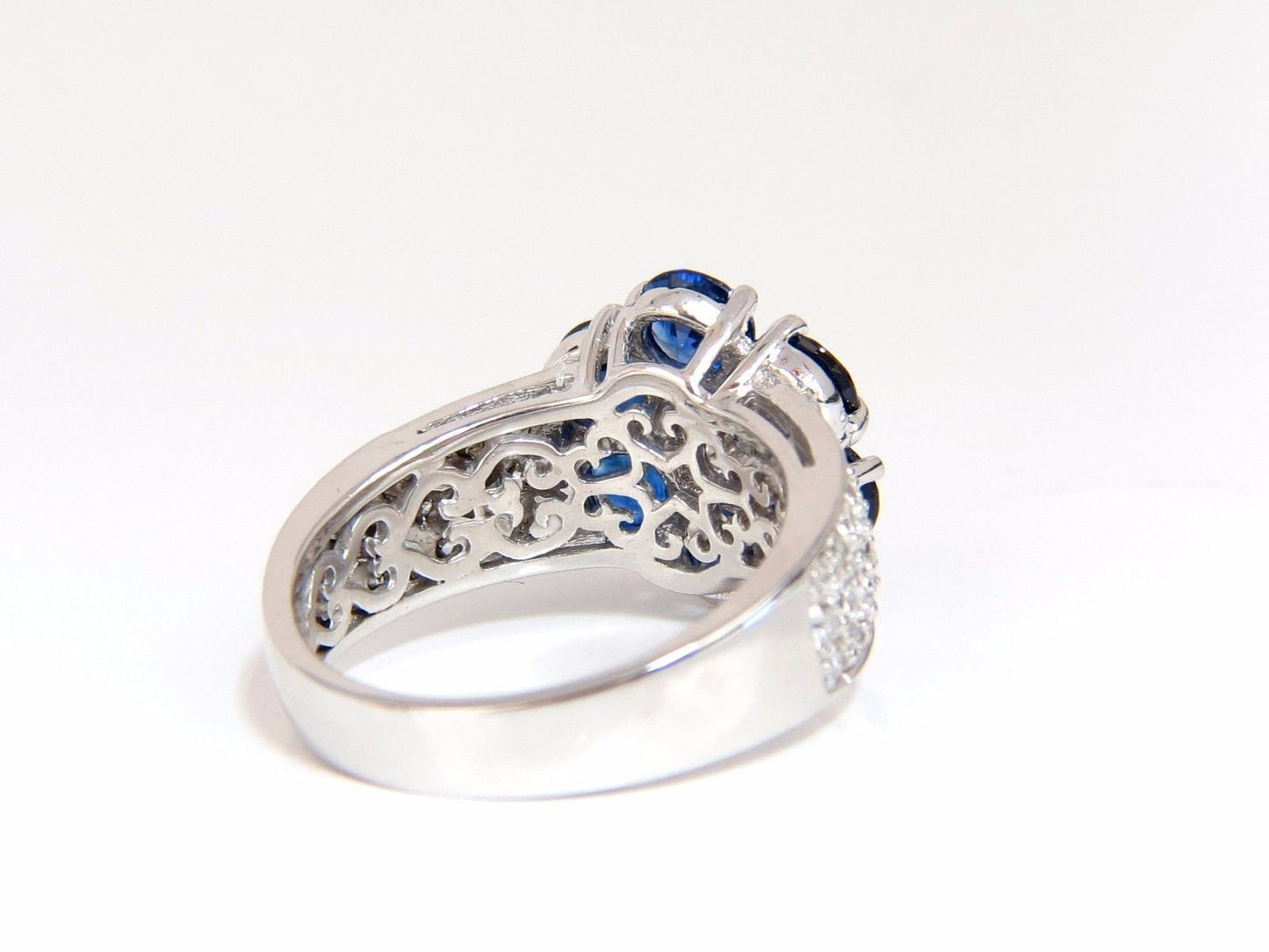 3.96ct natural sapphires diamond cluster ring 14kt royal blue floretta