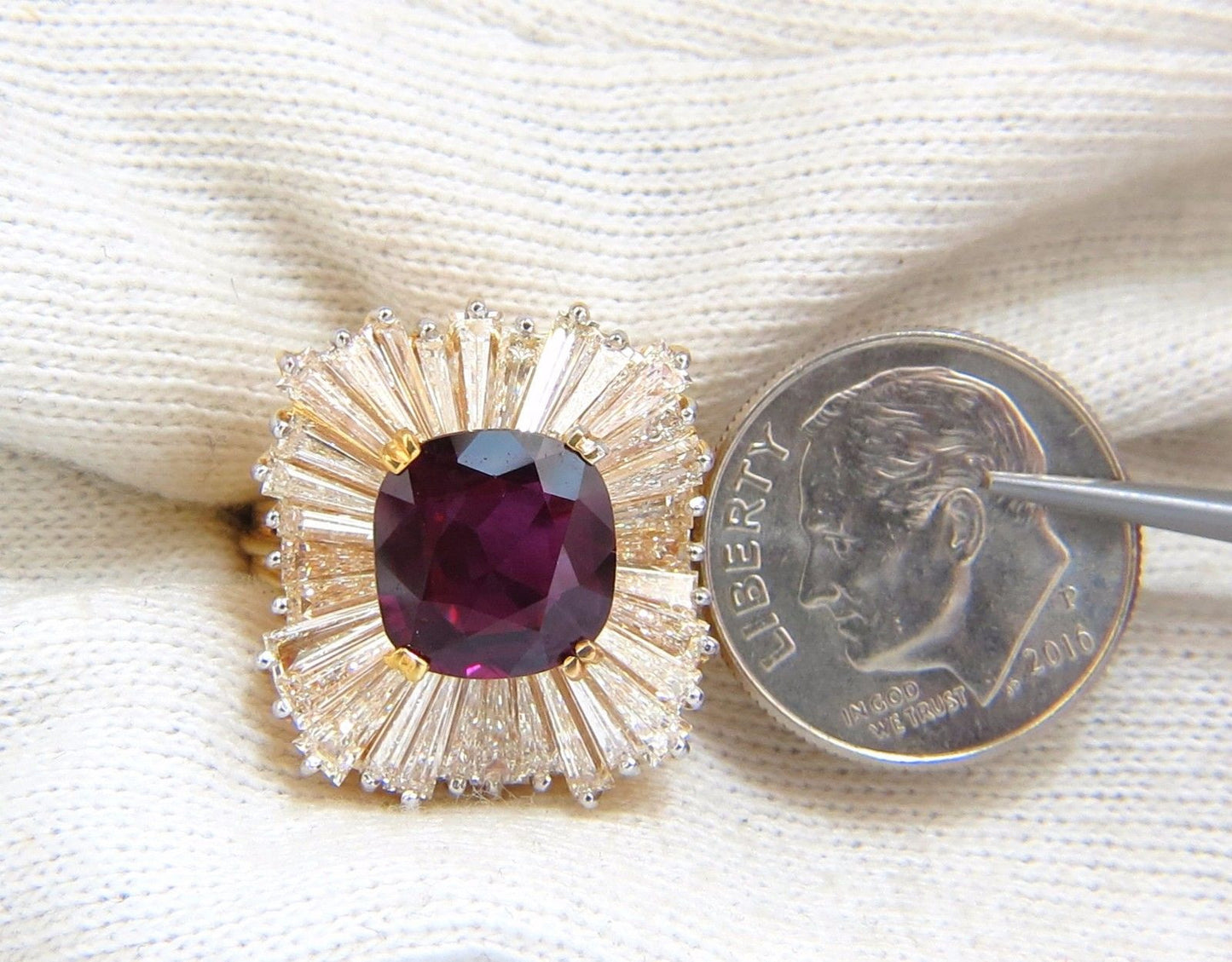 GIA Certified 5.08ct. Natural Ruby Diamonds ring 18kt Ballerina Prime